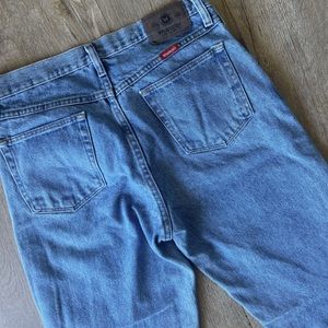 Medium wash cropped wrangler denim